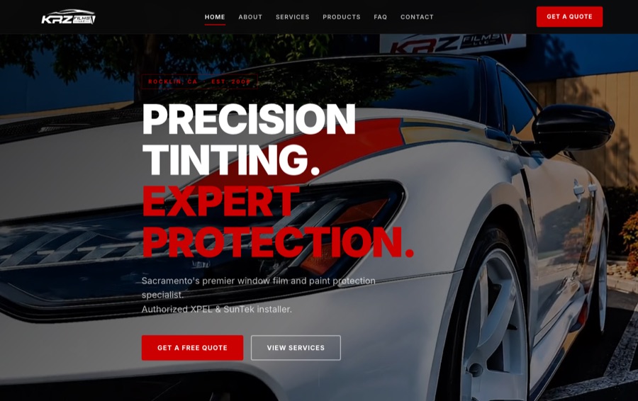 KRZ Films window tint website